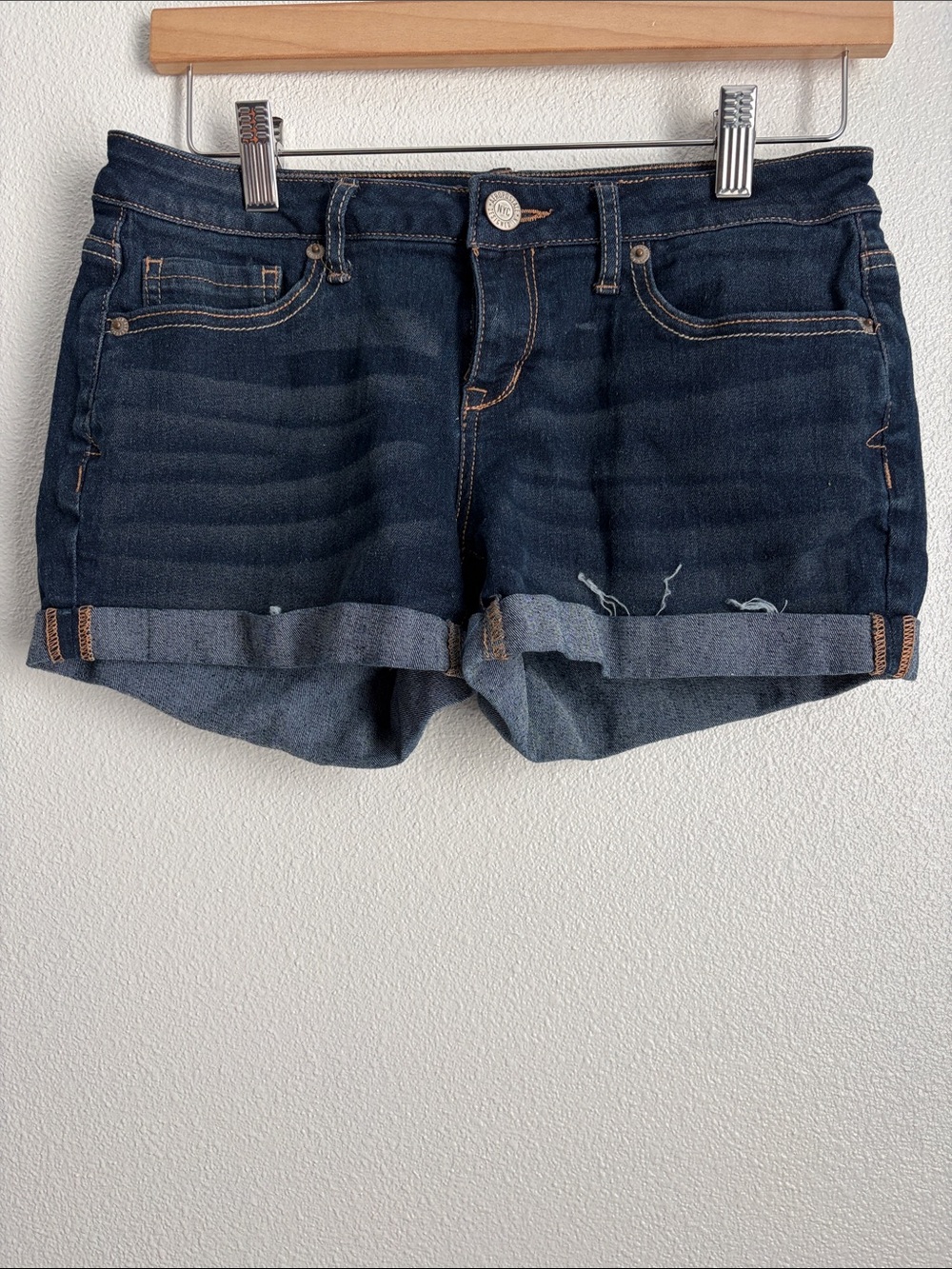 Aeropostale Dark Blue Rolled-Hem Denim Shorts
